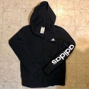 ADIDAS Black Zip Up Hoodie! Women’s Size Small, EUC ⚽️🖤